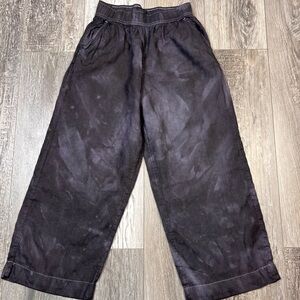 Tahari 100% Linen Pull On Wide Cropped Tie Dye Pants